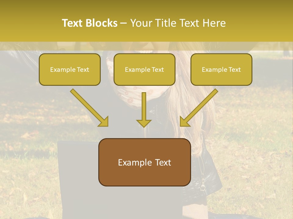 A Woman Sitting In The Grass With Her Laptop PowerPoint Template