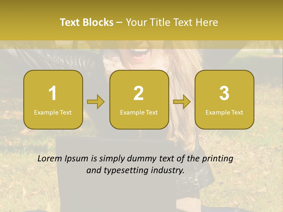 A Woman Sitting In The Grass With Her Laptop PowerPoint Template