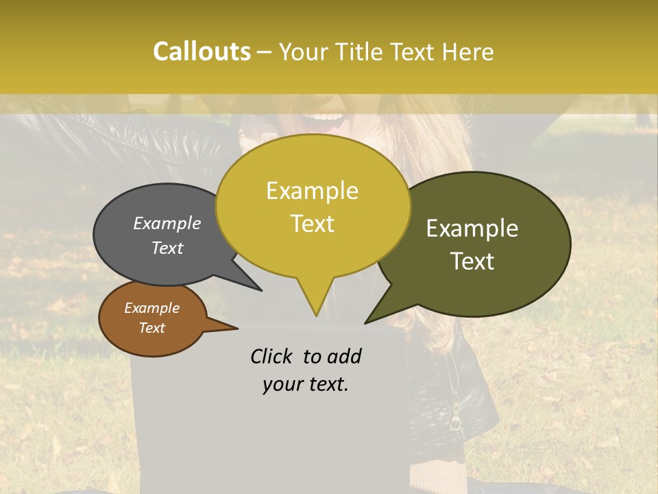 A Woman Sitting In The Grass With Her Laptop PowerPoint Template