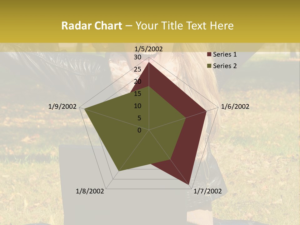A Woman Sitting In The Grass With Her Laptop PowerPoint Template