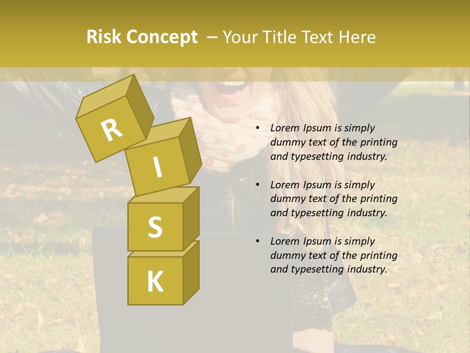 A Woman Sitting In The Grass With Her Laptop PowerPoint Template