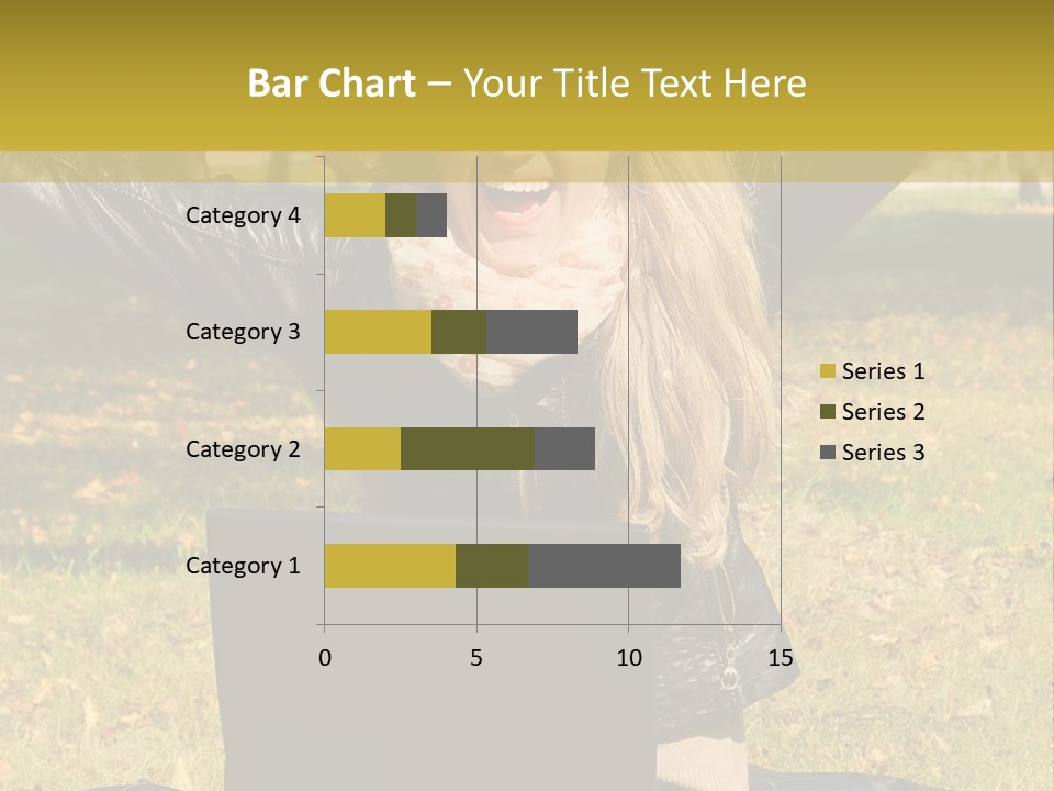 A Woman Sitting In The Grass With Her Laptop PowerPoint Template