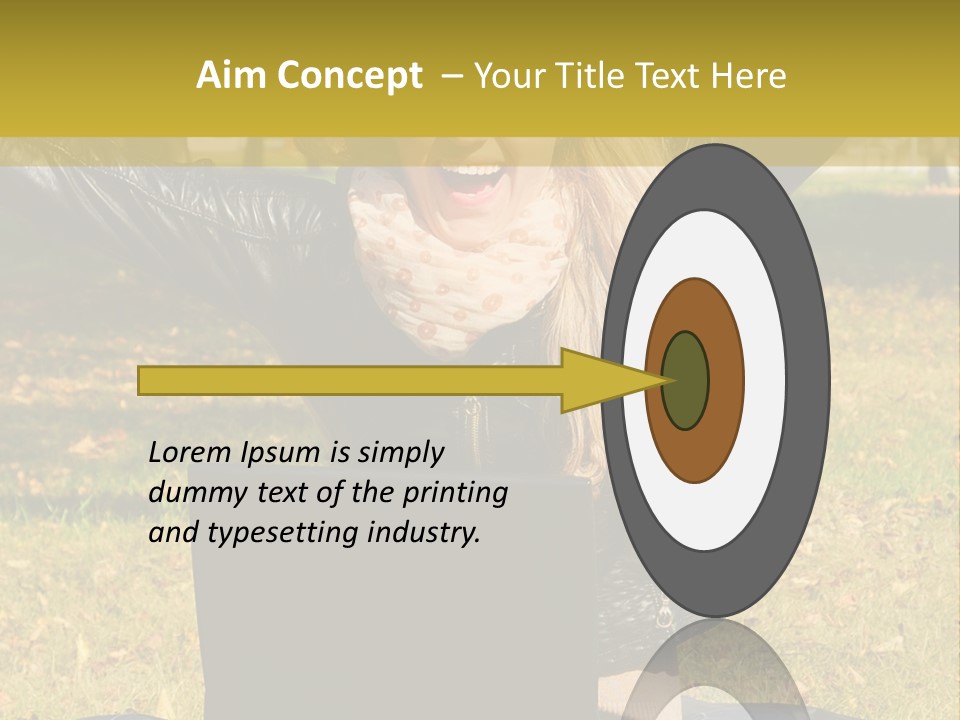 A Woman Sitting In The Grass With Her Laptop PowerPoint Template