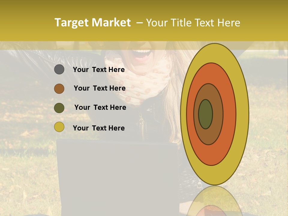 A Woman Sitting In The Grass With Her Laptop PowerPoint Template