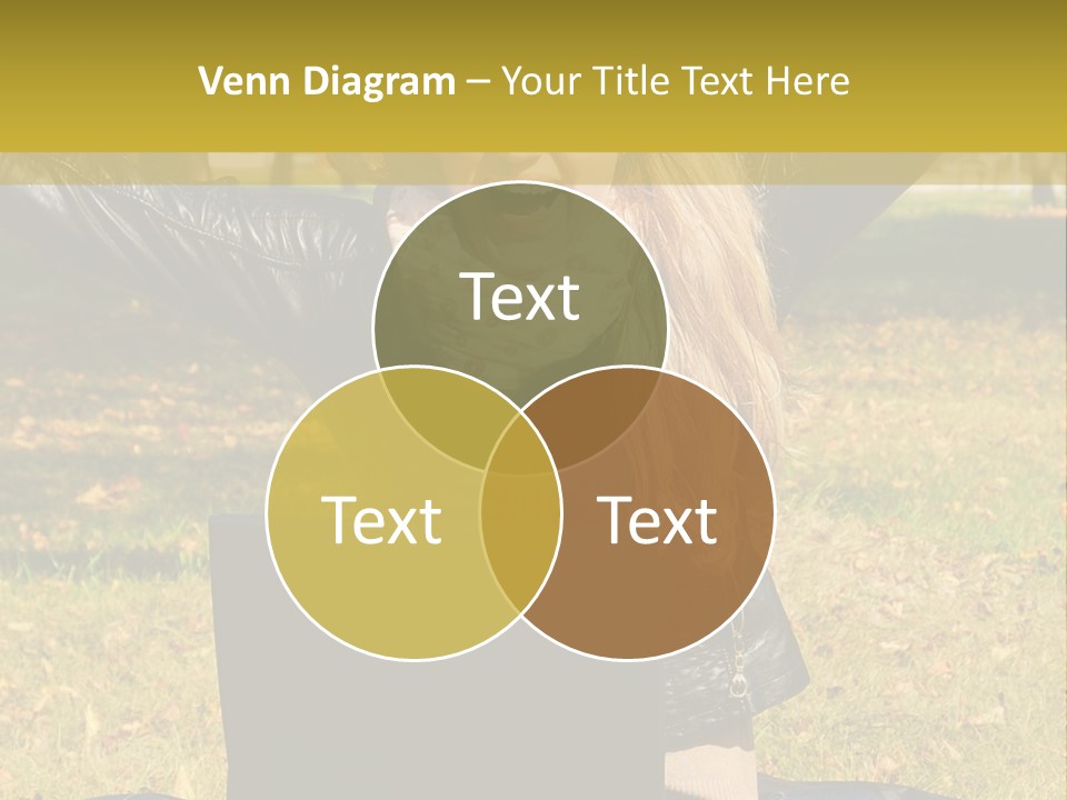 A Woman Sitting In The Grass With Her Laptop PowerPoint Template