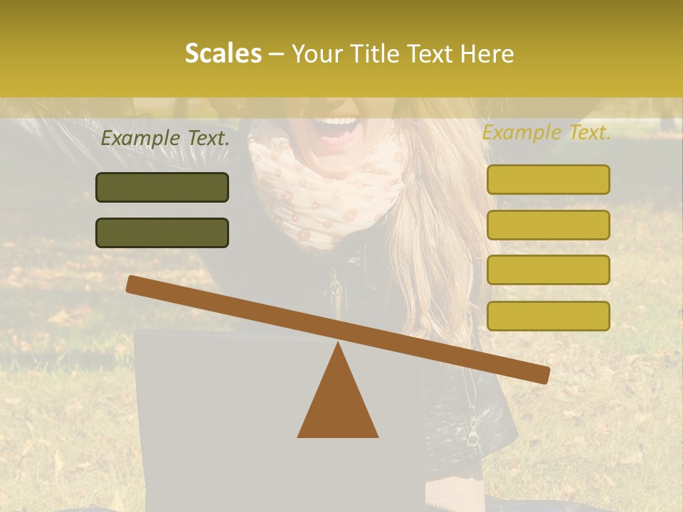 A Woman Sitting In The Grass With Her Laptop PowerPoint Template