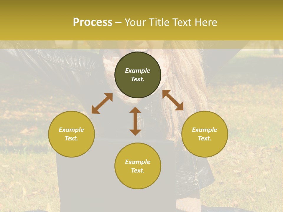 A Woman Sitting In The Grass With Her Laptop PowerPoint Template