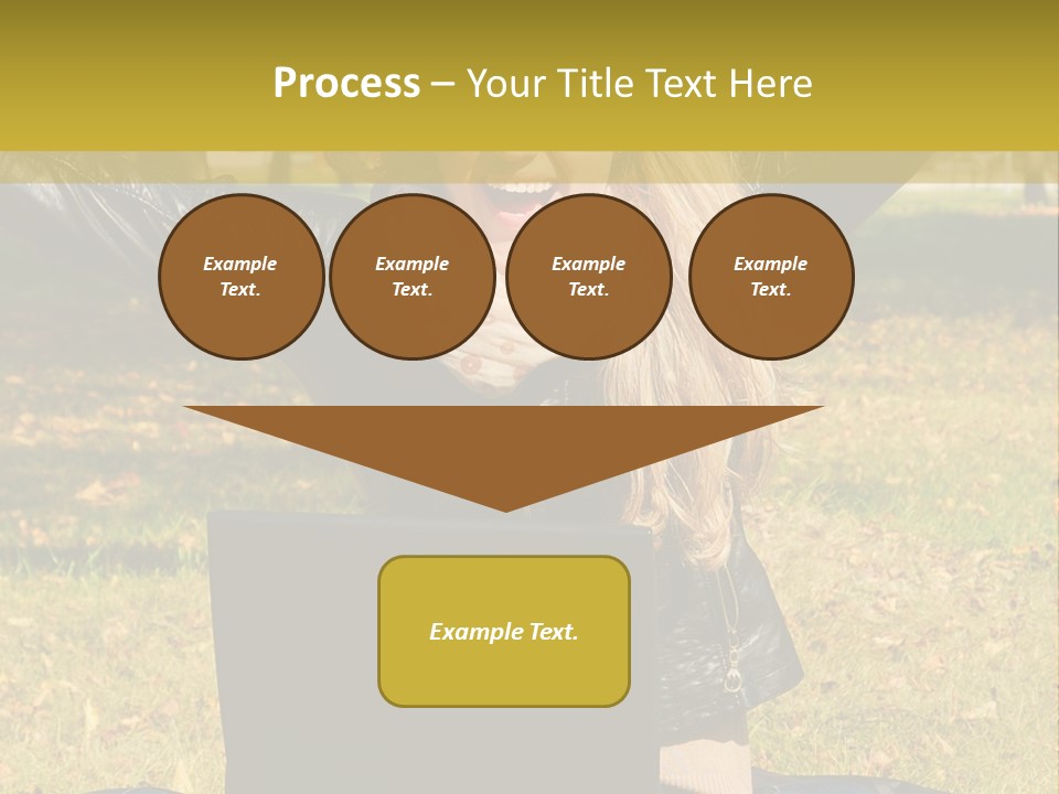 A Woman Sitting In The Grass With Her Laptop PowerPoint Template