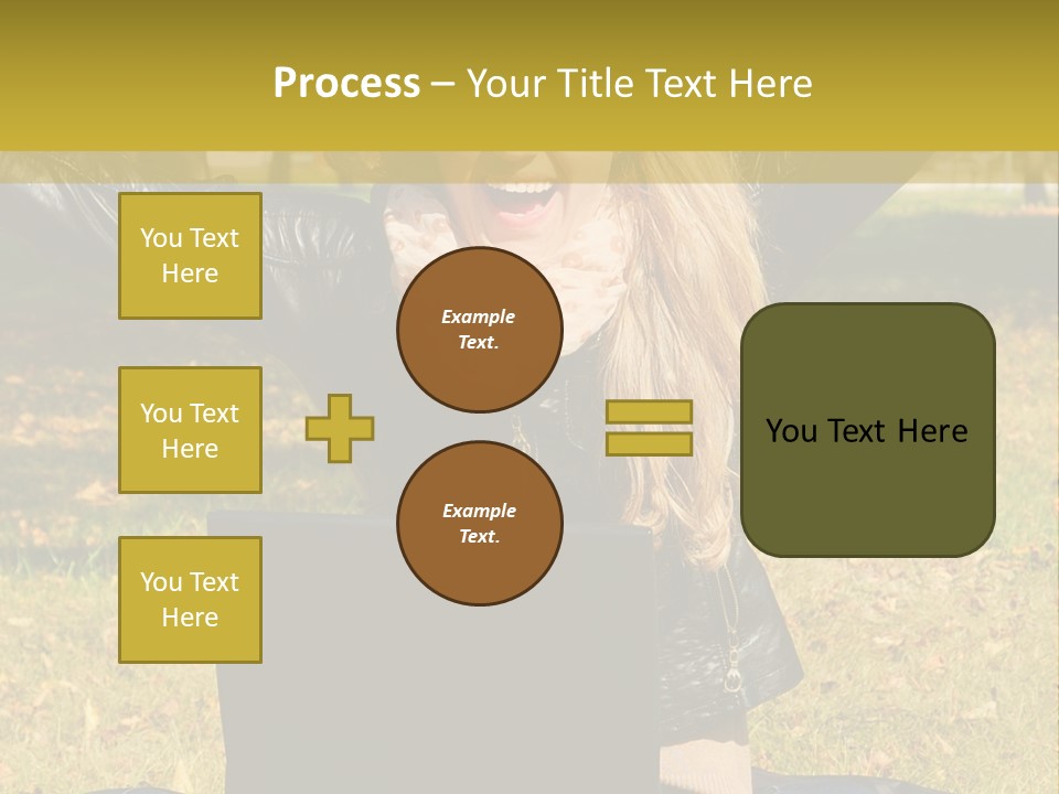 A Woman Sitting In The Grass With Her Laptop PowerPoint Template