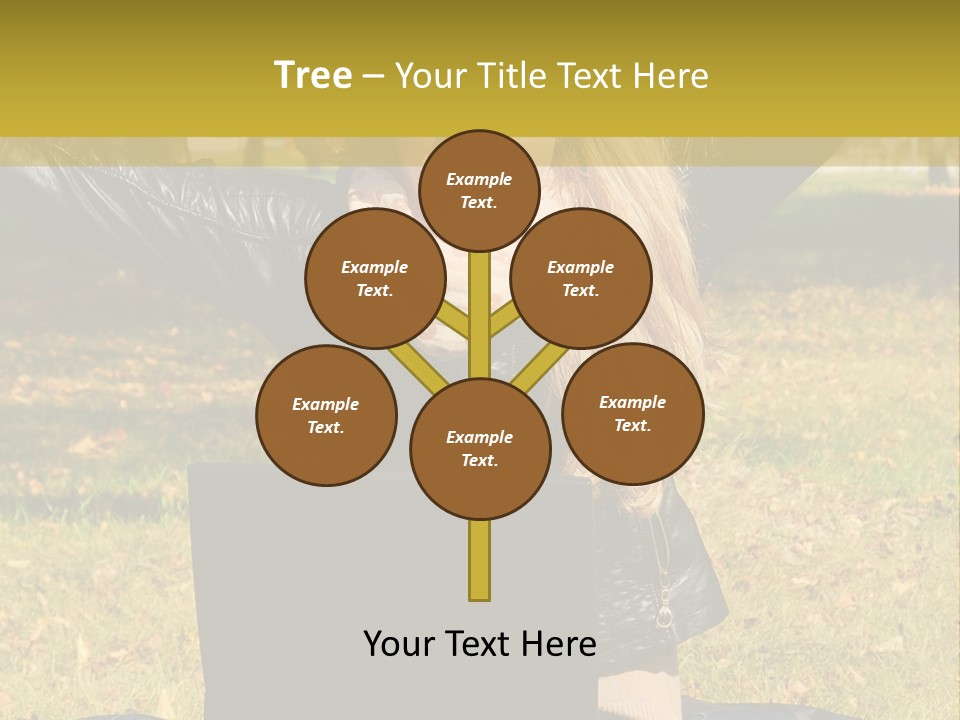 A Woman Sitting In The Grass With Her Laptop PowerPoint Template