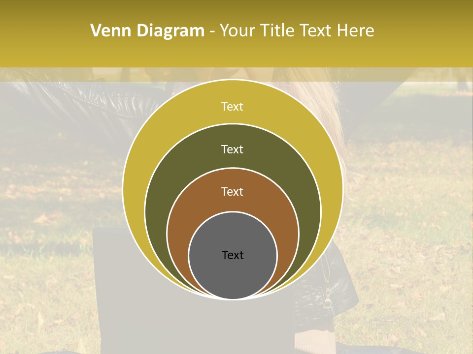 A Woman Sitting In The Grass With Her Laptop PowerPoint Template