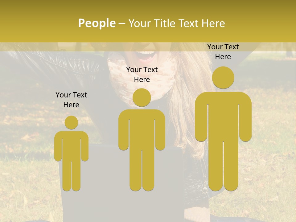 A Woman Sitting In The Grass With Her Laptop PowerPoint Template