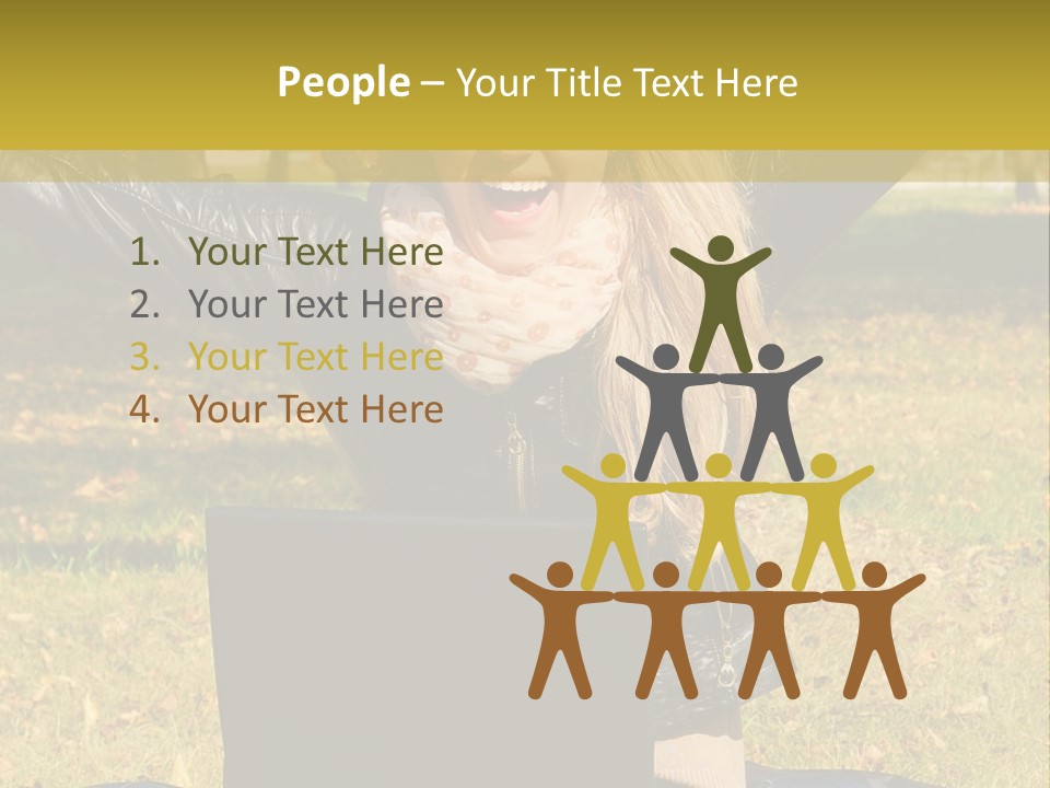 A Woman Sitting In The Grass With Her Laptop PowerPoint Template