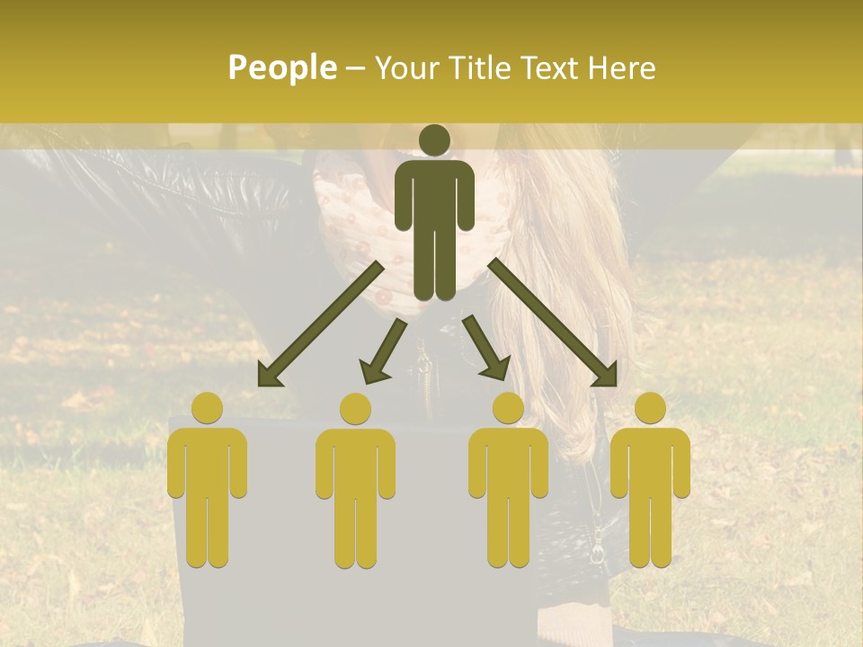 A Woman Sitting In The Grass With Her Laptop PowerPoint Template