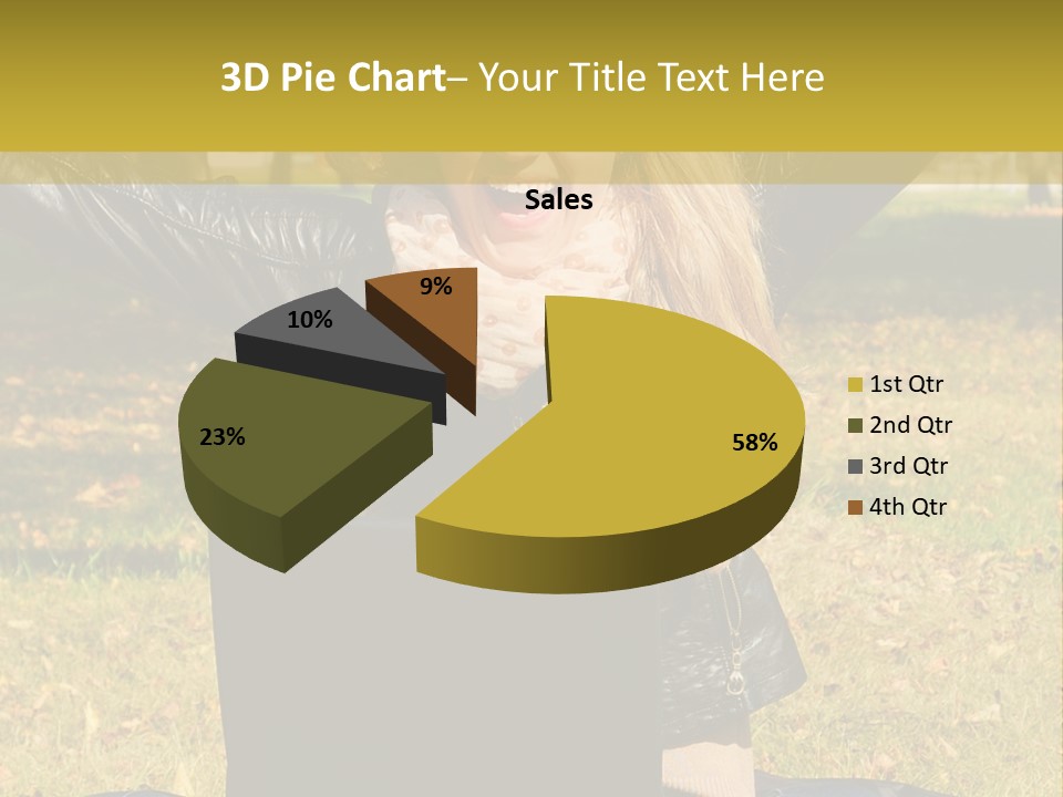 A Woman Sitting In The Grass With Her Laptop PowerPoint Template