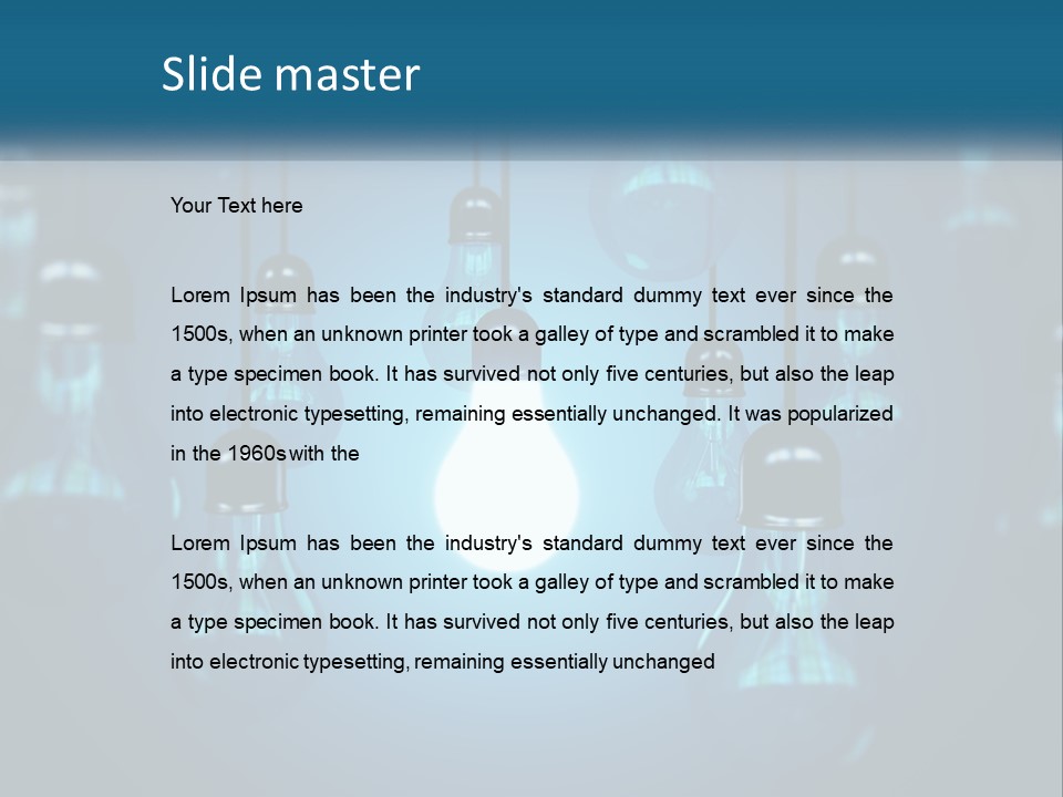 A Group Of Light Bulbs Hanging From A Ceiling PowerPoint Template