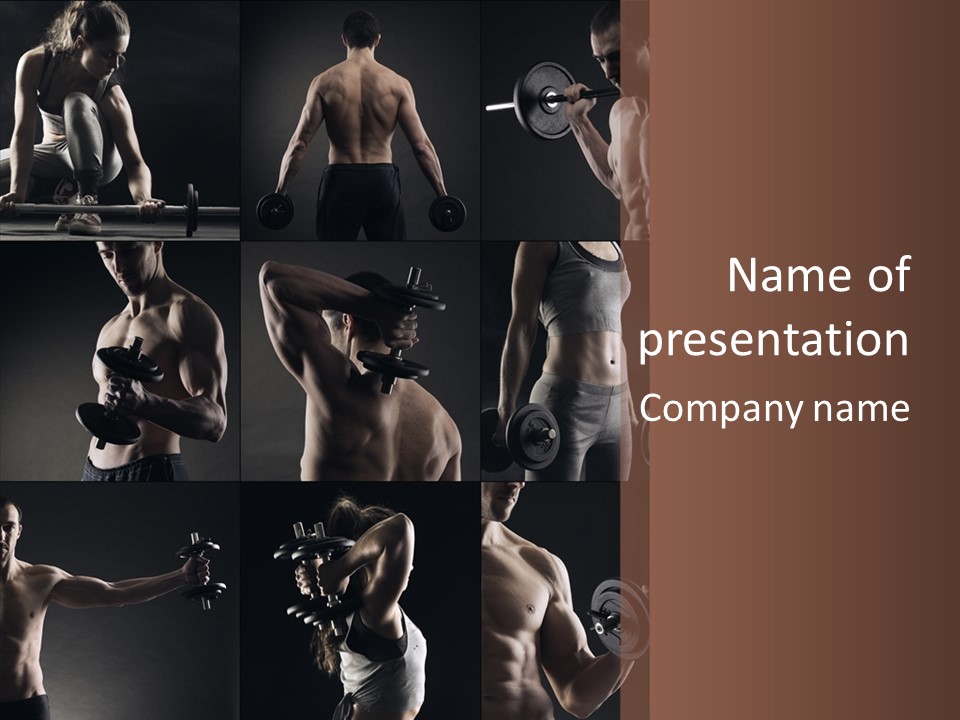 A Man With No Shirt Holding A Barbell PowerPoint Template