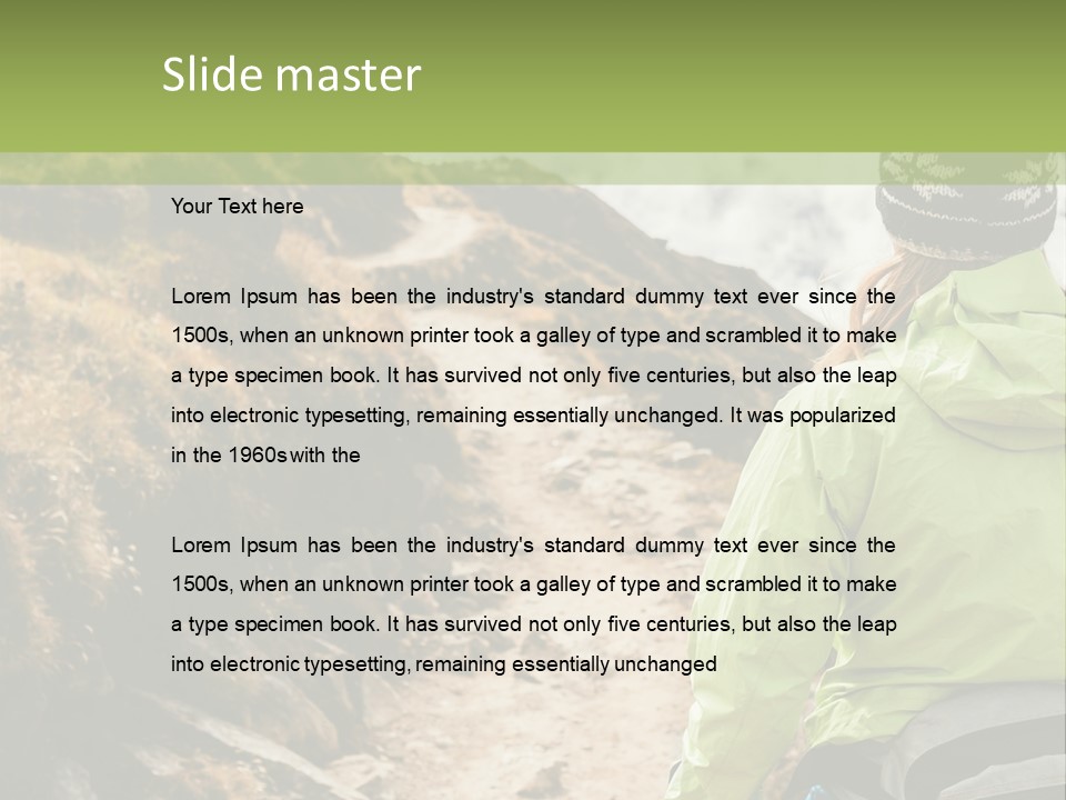 A Person Walking Up A Mountain Trail With Skis PowerPoint Template