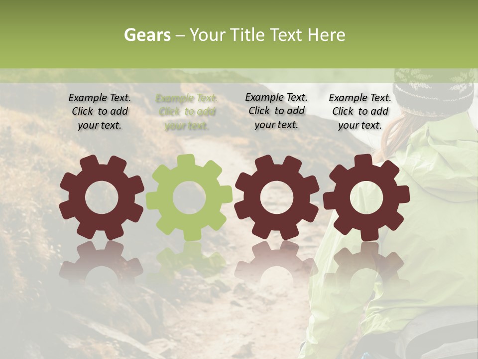 A Person Walking Up A Mountain Trail With Skis PowerPoint Template