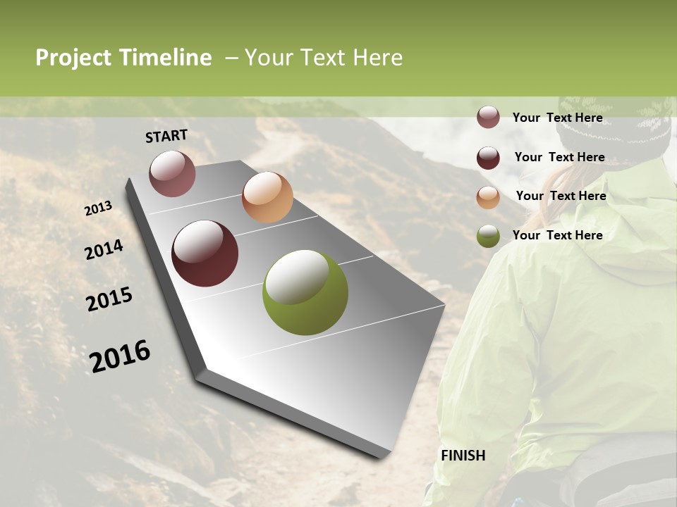 A Person Walking Up A Mountain Trail With Skis PowerPoint Template