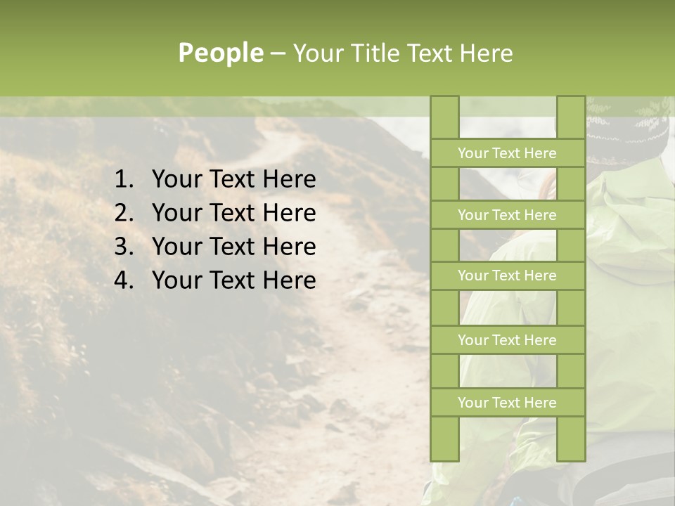 A Person Walking Up A Mountain Trail With Skis PowerPoint Template