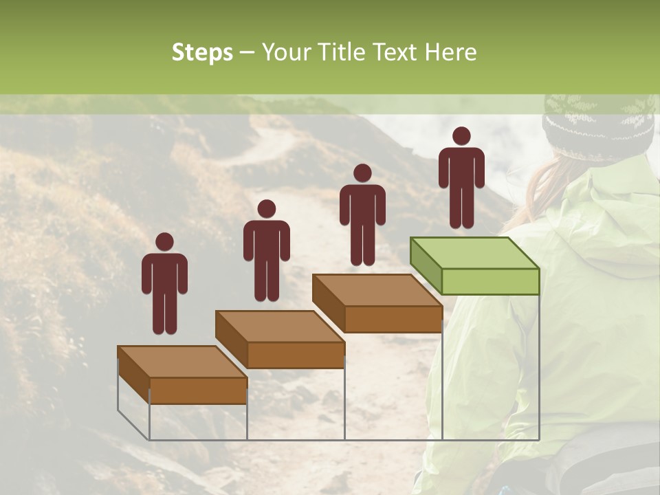 A Person Walking Up A Mountain Trail With Skis PowerPoint Template