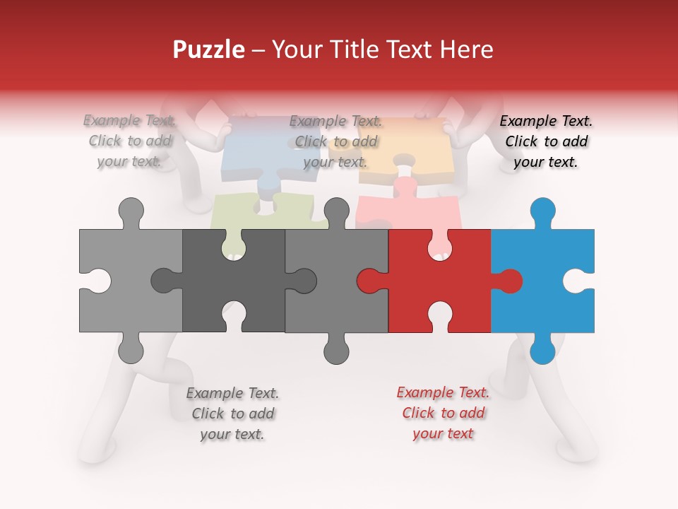 A Group Of People Holding Puzzle Pieces Together PowerPoint Template