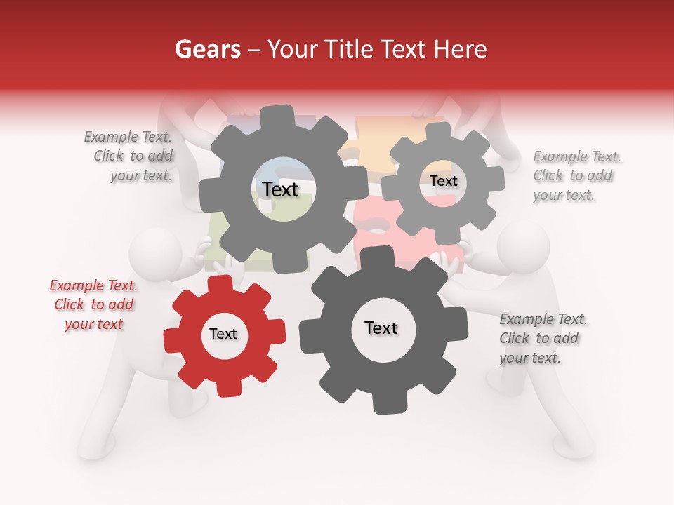 A Group Of People Holding Puzzle Pieces Together PowerPoint Template