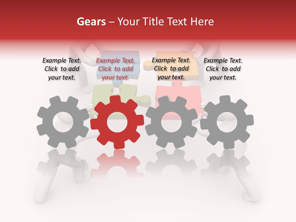 A Group Of People Holding Puzzle Pieces Together PowerPoint Template