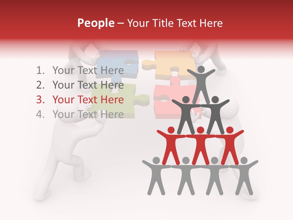 A Group Of People Holding Puzzle Pieces Together PowerPoint Template
