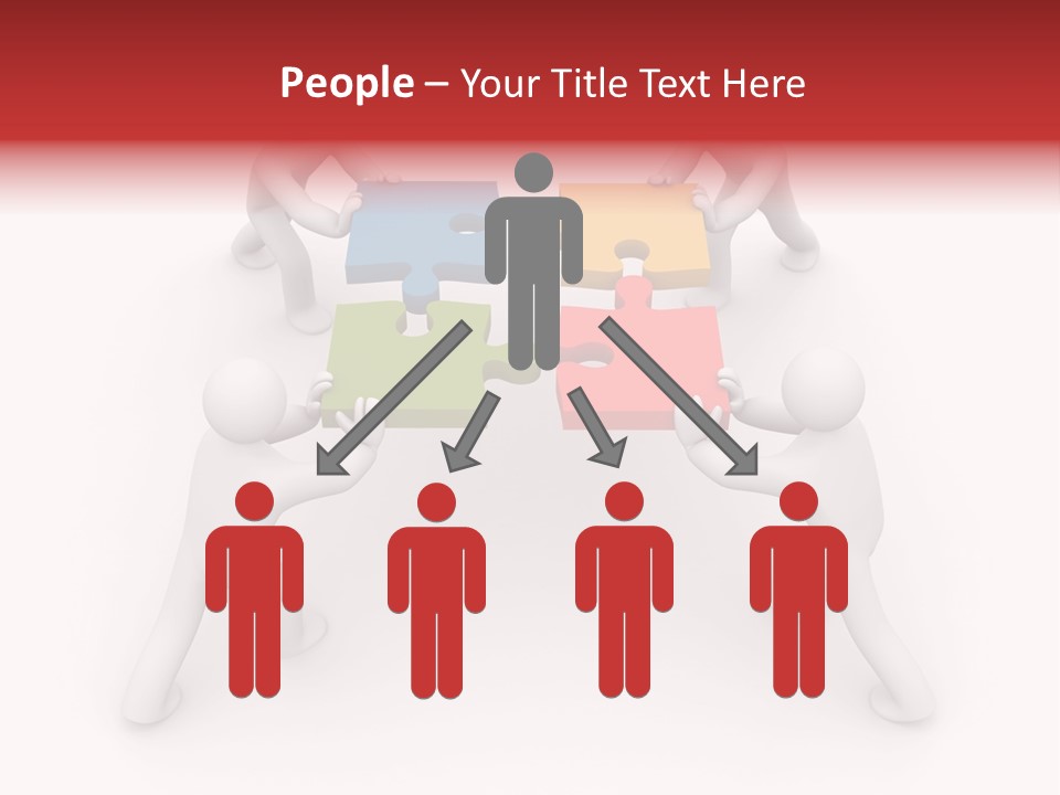 A Group Of People Holding Puzzle Pieces Together PowerPoint Template