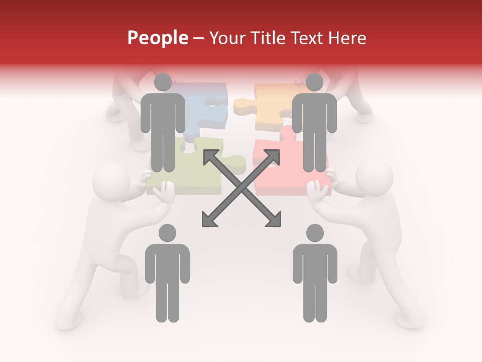 A Group Of People Holding Puzzle Pieces Together PowerPoint Template