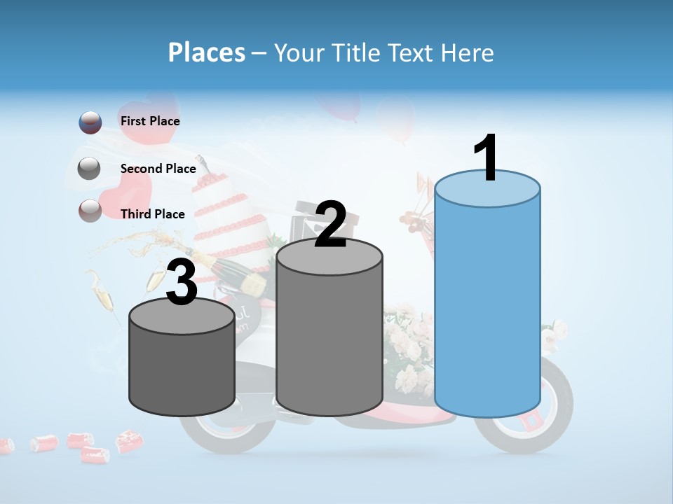 A Pink Scooter With Balloons And A Cake On It PowerPoint Template