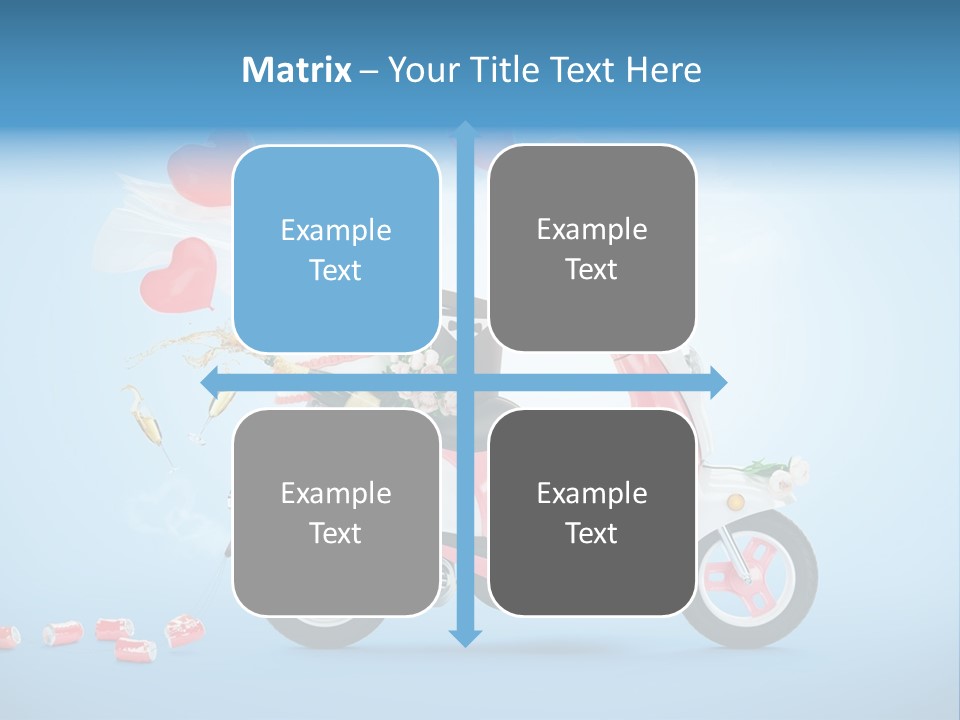 A Pink Scooter With Balloons And A Cake On It PowerPoint Template