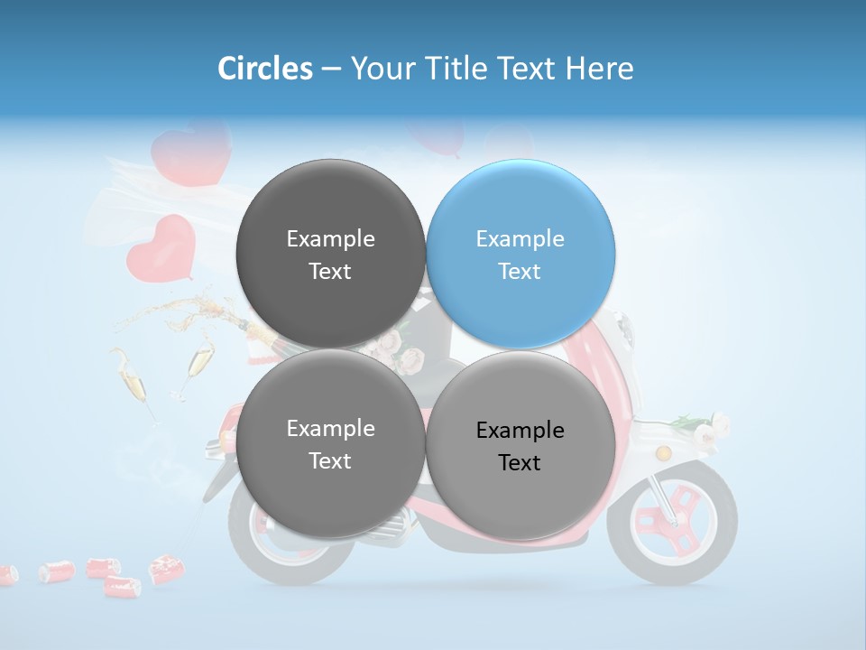 A Pink Scooter With Balloons And A Cake On It PowerPoint Template