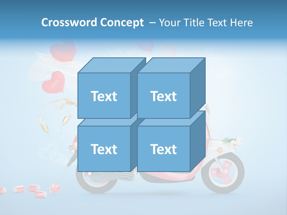 A Pink Scooter With Balloons And A Cake On It PowerPoint Template