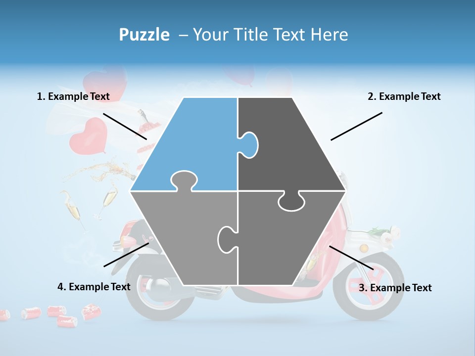 A Pink Scooter With Balloons And A Cake On It PowerPoint Template