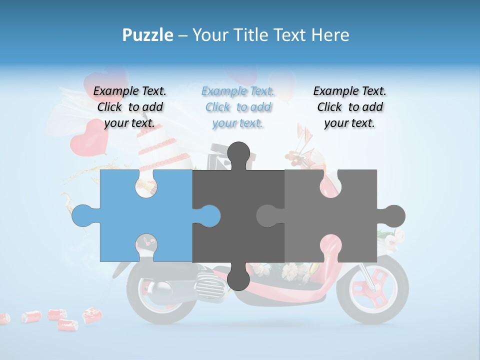 A Pink Scooter With Balloons And A Cake On It PowerPoint Template