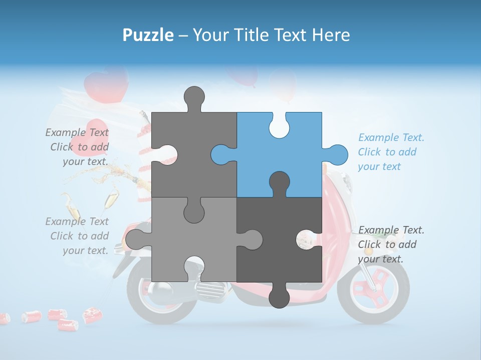 A Pink Scooter With Balloons And A Cake On It PowerPoint Template