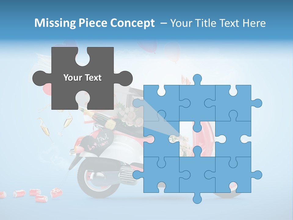 A Pink Scooter With Balloons And A Cake On It PowerPoint Template