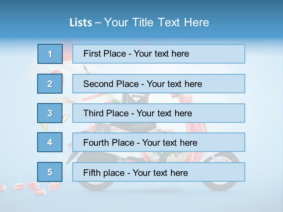 A Pink Scooter With Balloons And A Cake On It PowerPoint Template
