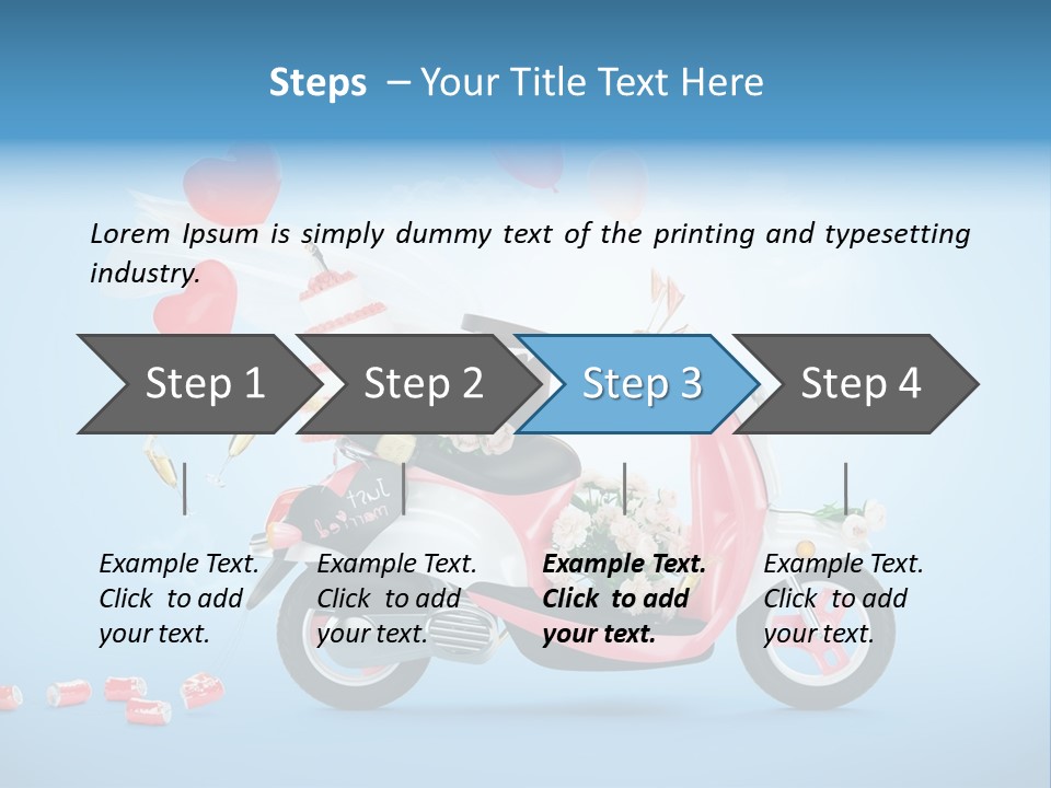 A Pink Scooter With Balloons And A Cake On It PowerPoint Template