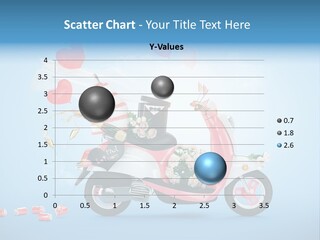 A Pink Scooter With Balloons And A Cake On It PowerPoint Template