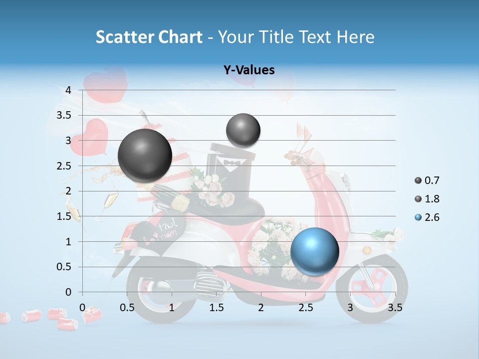 A Pink Scooter With Balloons And A Cake On It PowerPoint Template