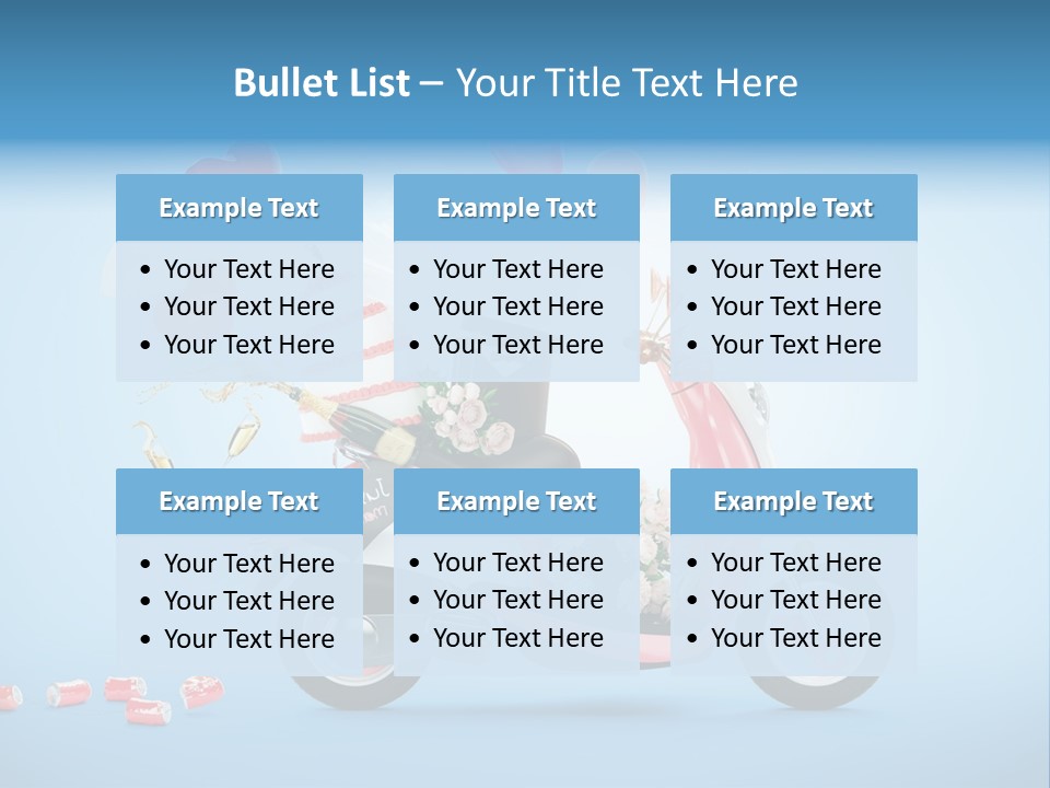 A Pink Scooter With Balloons And A Cake On It PowerPoint Template