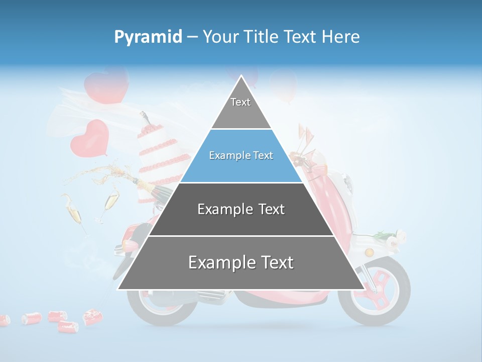 A Pink Scooter With Balloons And A Cake On It PowerPoint Template