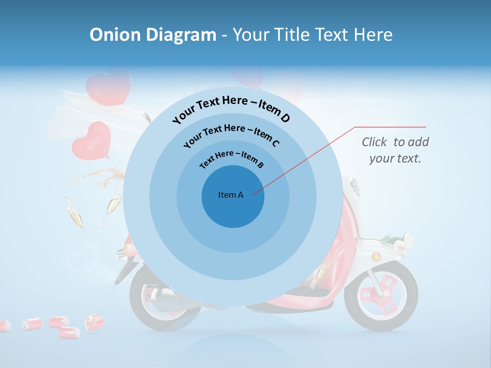 A Pink Scooter With Balloons And A Cake On It PowerPoint Template