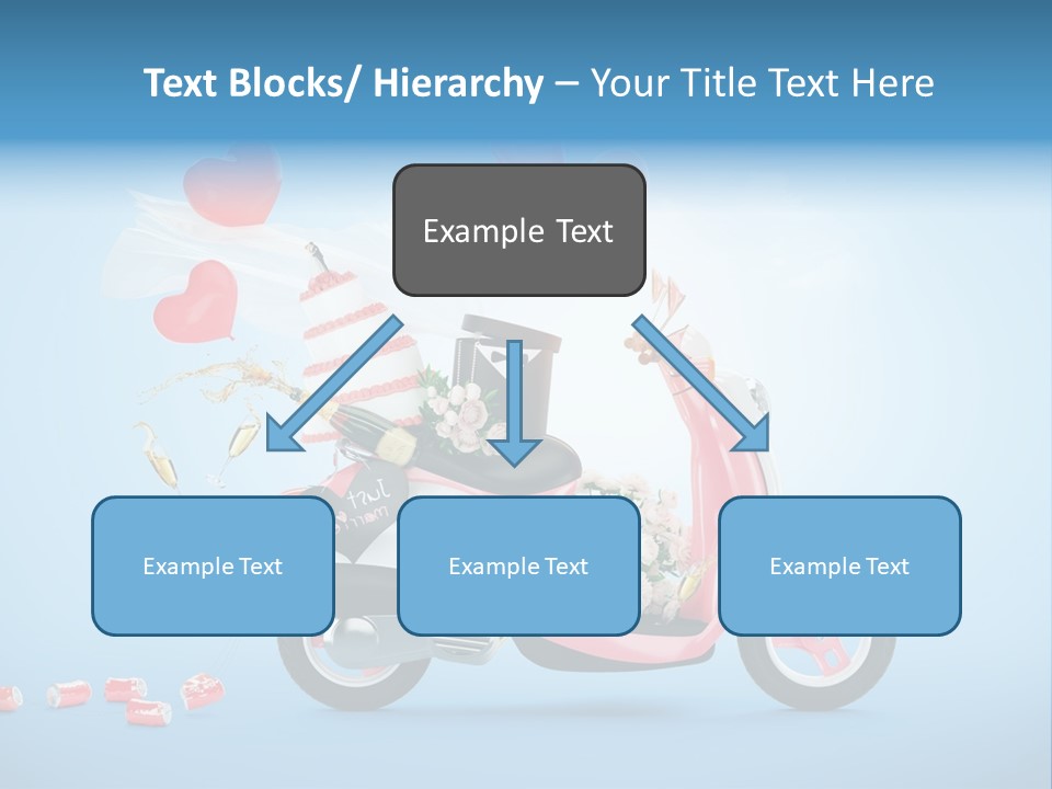 A Pink Scooter With Balloons And A Cake On It PowerPoint Template