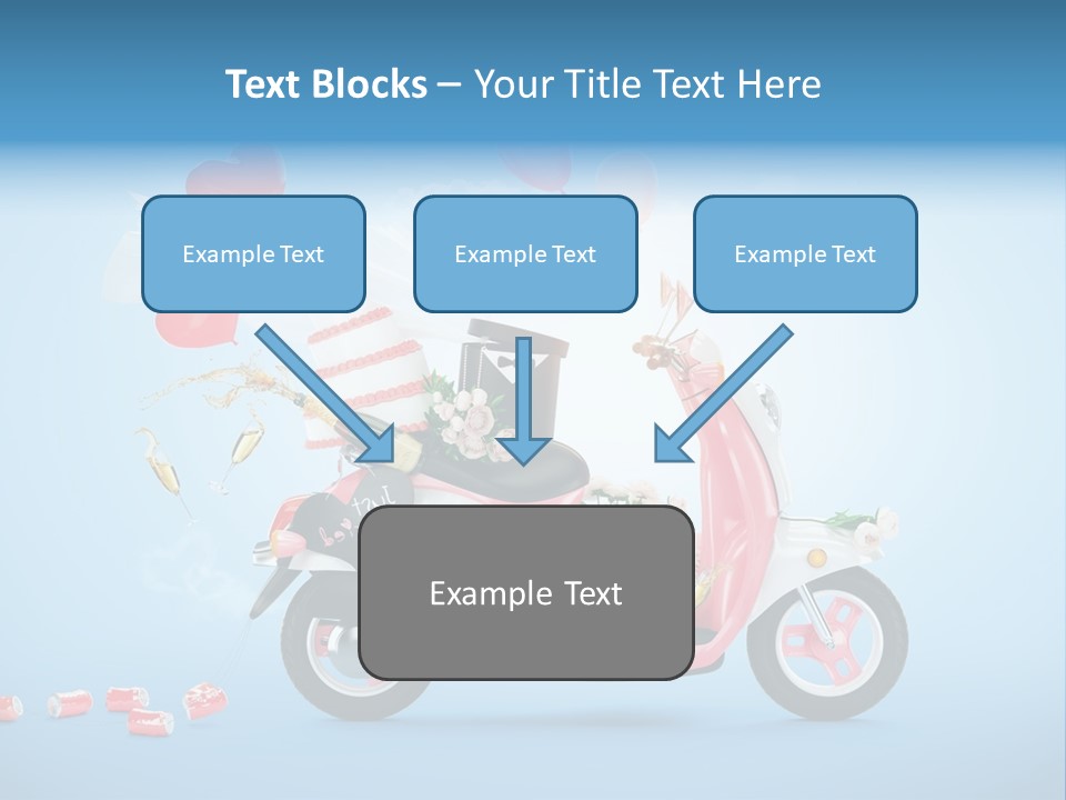 A Pink Scooter With Balloons And A Cake On It PowerPoint Template