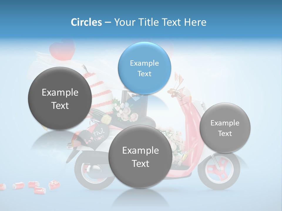 A Pink Scooter With Balloons And A Cake On It PowerPoint Template